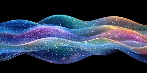 Wall Mural - abstract vector wave lines flowing dynamic in blue green colors isolated on black background 