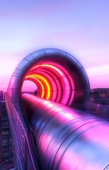 Wall Mural - Architects and engineers planning a hyperloop system, virtual reality models of futuristic transport 