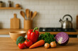 © Zarina - Various colorful vegetables displayed on a rustic wooden table.