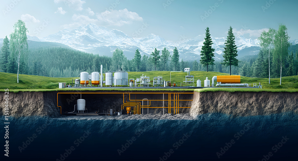 A diagram of carbon dioxide storage solutions, including geological ...