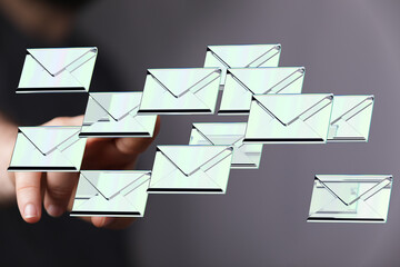 Poster - Efficient email management.  Concept image showing multiple email icons.