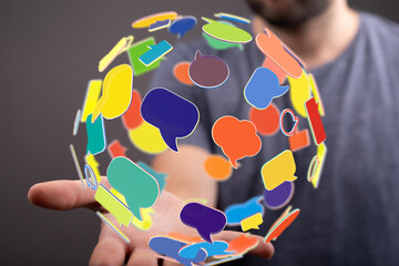 Leinwandbilder - Abstract image of colorful speech bubbles representing global communication and connection.
