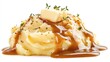 © Johan - Creamy mashed potatoes topped with brown gravy, butter, and fresh thyme