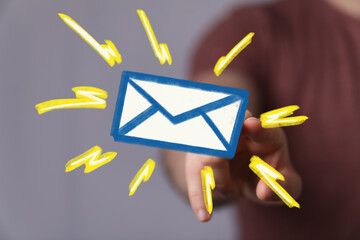 Leinwandbilder - Bright, stylized email icon,perfect for communication, inbox, and online messaging concepts.