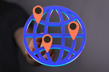 Poster - Illustrative image of a global network with multiple location markers. Perfect for technology, travel, or global business concepts.