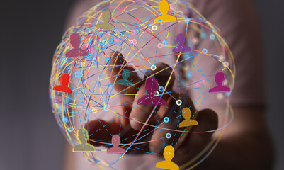 Poster - Image depicting a global network of interconnected people, symbolizing communication and collaboration.