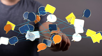 Leinwandbilder - Abstract image of interconnected speech bubbles, symbolizing global communication and networking.