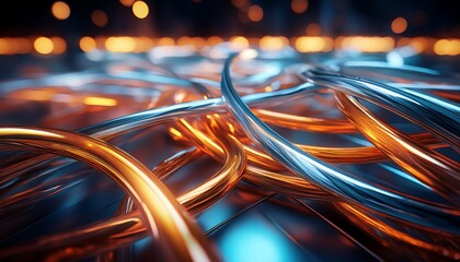 Wall Mural - durability of cables futuristic design featuring glowing interconnected tubes with a sleek metallic 