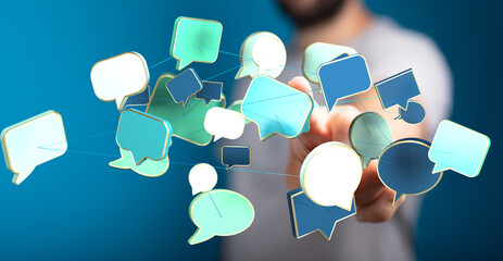 Leinwandbilder - Abstract image of interconnected speech bubbles, symbolizing global communication and networking.