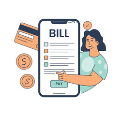 online bill payment mobile banking transaction credit card money finance digital technology woman pa