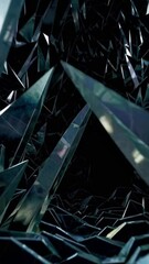 Wall Mural - a dark room with a lot of glass and a lot of sharp angles