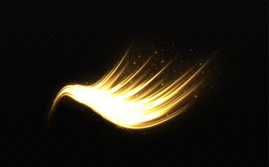 Wall Mural - dynamic glowing trail with curved flow. sparkling wavy lines on transparent background. magic comet 