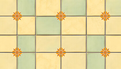 Wall Mural - intricate seamless mosaic design, elegant ceramic tile for indoor decor, retro style. with white shades
