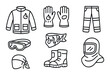 © Іван Ніколов - Firefighter gear icon set: linear style emergency and safety equipment symbols