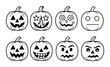 © Іван Ніколов - Halloween pumpkin icons set. creative carved jack-o'-lanterns in linear style