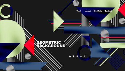 Aufkleber - Abstract geometric design. Shapes overlap, creating dynamic visual effect. Dark background highlights bright colors, modern aesthetic.