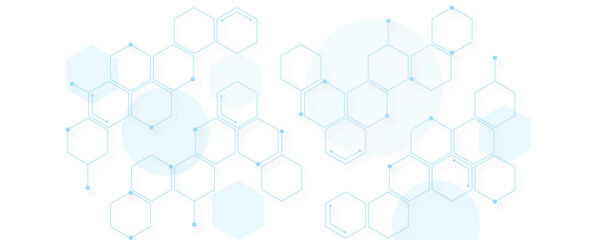 Wall Mural - futuristic molecule structure abstract hexagonal network background design for technology and medica