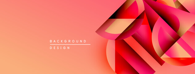 Aufkleber - Abstract geometric shapes blend vibrant orange, pink hues. Gradient background creates modern design element. Minimalist text adds subtle branding.