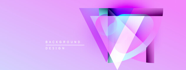 Leinwandbilder - Abstract geometric design. Purple, pink hues blend. Modern background with layered shapes, vibrant colors. Minimalist style.
