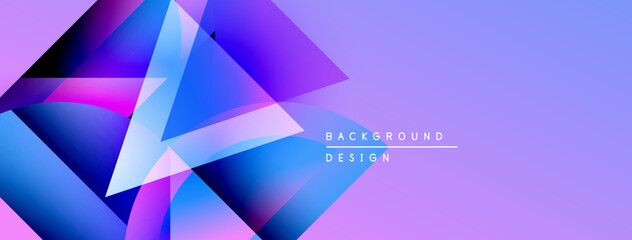 Leinwandbilder - Abstract geometric shapes overlap, creating vibrant purple, blue hues. Modern design suggests digital art, background element.