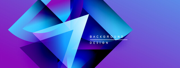 Leinwandbilder - Abstract geometric shapes, vibrant purple, blue gradients. Modern design element for backgrounds, presentations. Bright, dynamic composition.