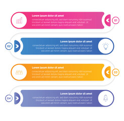 Wall Mural - Business Colorful Infographics template. 4 steps rounded timeline with options and marketing icons .Vector rounded infographic with four circle connected elements. Design can be use for presentation.
