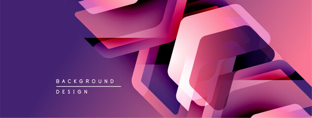 Aufkleber - Abstract geometric shapes overlap, creating vibrant purple, pink gradients. Modern design element for backgrounds, presentations.
