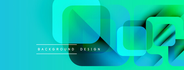 Poster - Abstract vibrant background. Layered shapes create dynamic visual effect. Blue, green hues dominate composition. Modern design element.