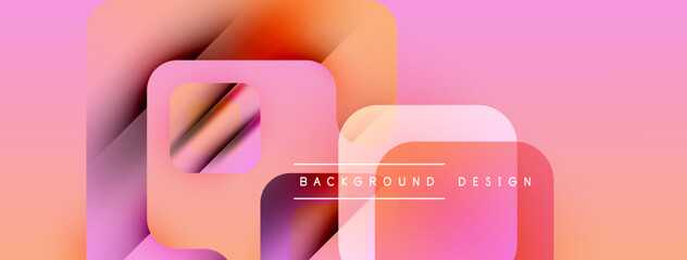 Aufkleber - Abstract geometric shapes overlap, creating vibrant pink, orange gradients. Text reads background design centered within rectangle. Modern, dynamic visual.