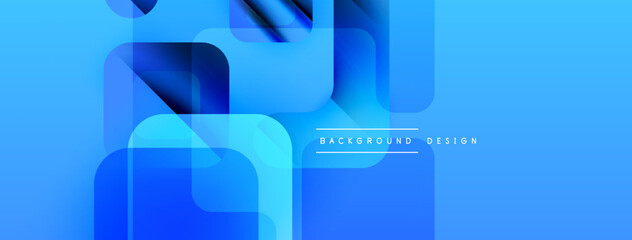 Aufkleber - Abstract blue shapes overlap creating dynamic composition. Modern design elements suggest technology, innovation, fluidity. Bright gradients enhance visual appeal.