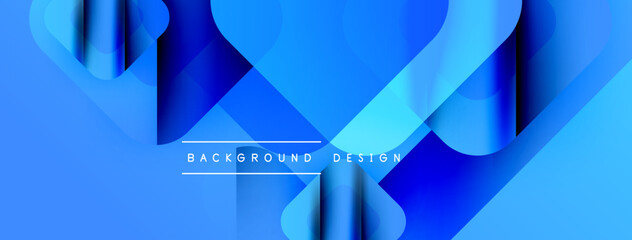 Aufkleber - Abstract blue design features overlapping shapes, gradients. Modern aesthetic, suitable for digital backgrounds, presentations. Clean, vibrant composition.