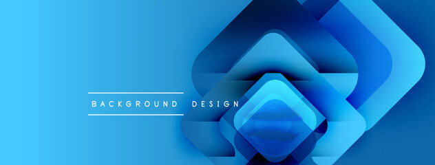 Aufkleber - Abstract blue shapes overlap creating dynamic background. Gradient hues suggest depth, modern aesthetic. Clean design elements present.