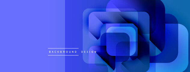 Aufkleber - Abstract blue gradients form layered squares. Modern design elements create dynamic visual texture. Minimalist aesthetic suits digital backgrounds.