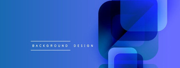 Aufkleber - Abstract blue background. Geometric shapes overlap, creating dynamic visual effect. Modern design elements present sleek composition.