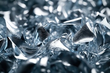 Aufkleber - Abstract close-up of crumpled metallic surface, showcasing texture and reflections.