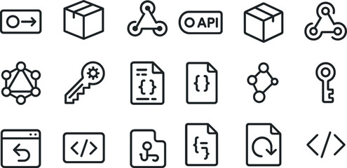 Collection of technology and api icons for web development design