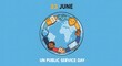 © Masaji - Illustration for un public service day featuring earth and various professions around it