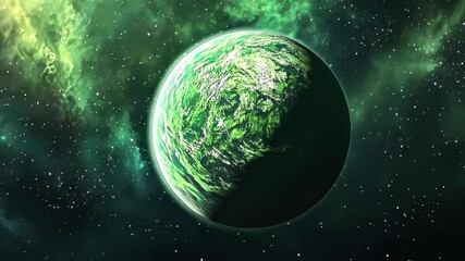 Wall Mural - green planet surrounded by stars in a vast galaxy landscape offering a cosmic view, green planet on 
