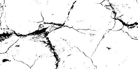 Aufkleber - Black and white cracks illustration. Transparent background. Vector grunge cracked texture style with cracked texture isolated on white background. 