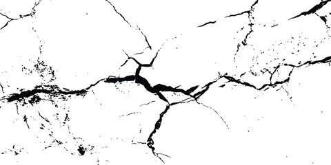 Aufkleber - Black and white cracks illustration. Transparent background. Vector grunge cracked texture style with cracked texture isolated on white background. 