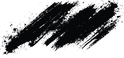 Aufkleber -  Abstract Black Brush Stroke on White Canvas. Abstract black in splash, paint, brush strokes, stain grunge isolated on white background,	
