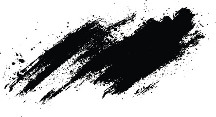 Aufkleber -  Abstract Black Brush Stroke on White Canvas. Abstract black in splash, paint, brush strokes, stain grunge isolated on white background,	
