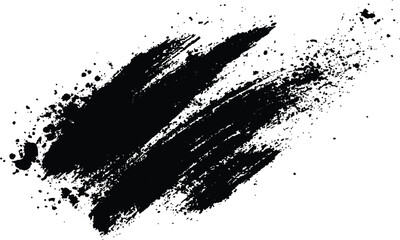 Aufkleber -  Abstract Black Brush Stroke on White Canvas. Abstract black in splash, paint, brush strokes, stain grunge isolated on white background,	
