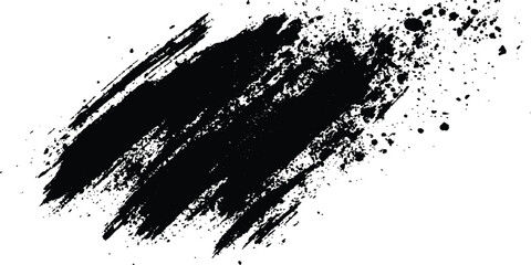 Aufkleber - Black paint splatter on a transparent white background. Vector black and white with grunge style, Simple black brush strokes on a white background. Abstract Black Brush Stroke on White Canvas. 
