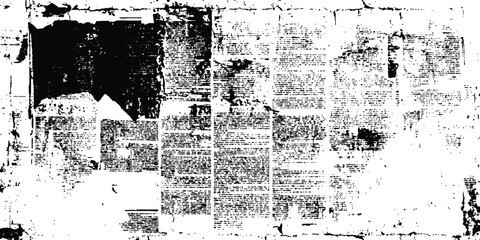 Poster - Vector old white newspaper paper grunge vintage background. Vintage grunge newspaper collage background. Newspaper with old grunge vintage unreadable paper texture background. 
