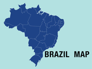  Map of Brazil,  Brazil Map Vector Illustration.	
