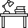 © mr_marcom - Minimalist study desk icon with lamp and books