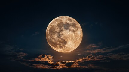 Wall Mural - a full moon illuminates cloudy skies, casting an ethereal glow on the landscape below