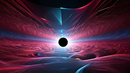 Poster - Colorful abstract digital art depicting cosmic phenomena with vibrant hues swirling around a central dark object