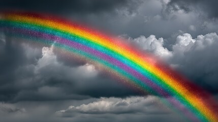 Wall Mural - rainbow amidst the cloudy sky and rainbow in the middle of the sky